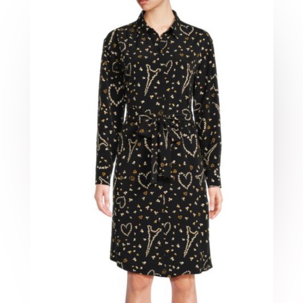 KARL LAGERFELD PARIS
Whims Graphic Belted Black Shirtdress Coat Size 14